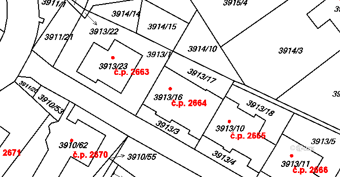 Roudnice nad Labem 2664 na parcele st. 3913/16 v KÚ Roudnice nad Labem, Katastrální mapa