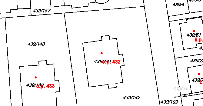 Štěrboholy 432, Praha na parcele st. 439/141 v KÚ Štěrboholy, Katastrální mapa