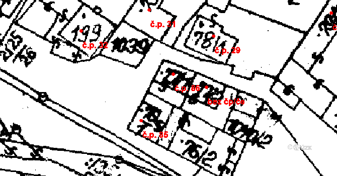 Budkov 86 na parcele st. 77/1 v KÚ Budkov, Katastrální mapa