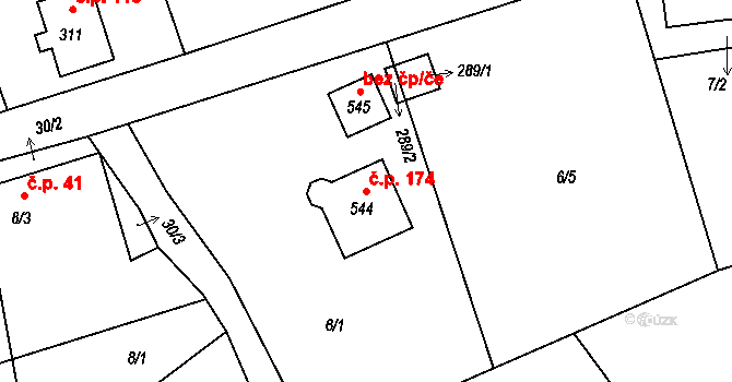 Maršovice 174 na parcele st. 544 v KÚ Maršovice u Jablonce nad Nisou, Katastrální mapa
