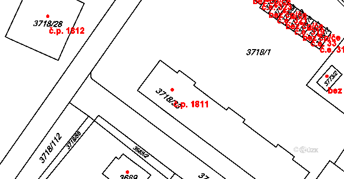 Předměstí 1811, Litoměřice na parcele st. 3718/33 v KÚ Litoměřice, Katastrální mapa