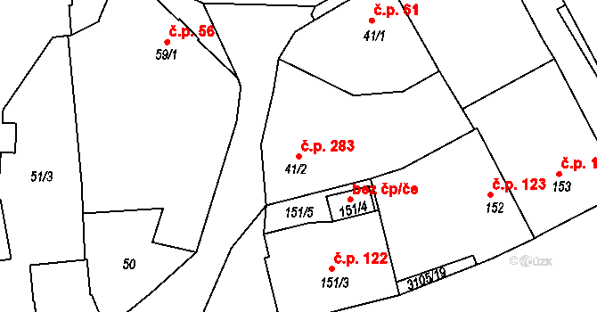 Sepekov 283 na parcele st. 41/2 v KÚ Sepekov, Katastrální mapa
