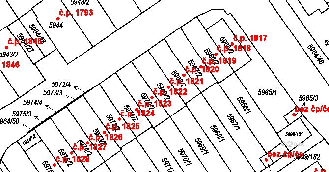 Velké Meziříčí 1820 na parcele st. 5968/2 v KÚ Velké Meziříčí, Katastrální mapa