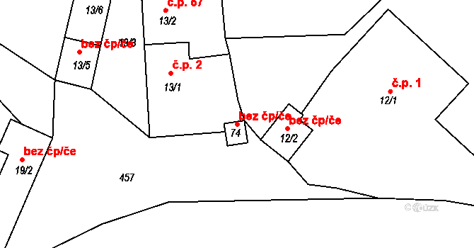 Štipoklasy 38260026 na parcele st. 74 v KÚ Štipoklasy u Černín, Katastrální mapa