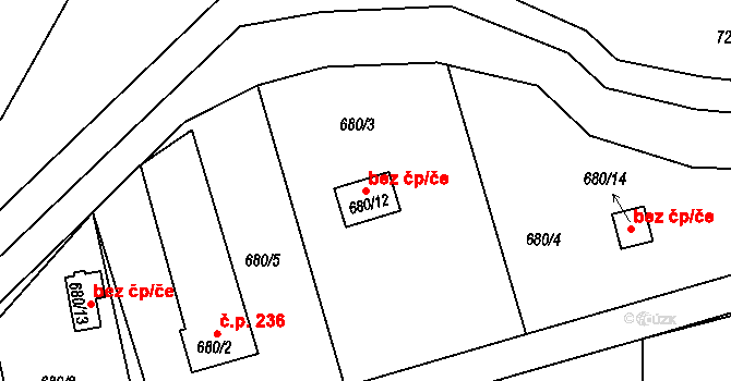 Holešov 41586026 na parcele st. 680/12 v KÚ Všetuly, Katastrální mapa