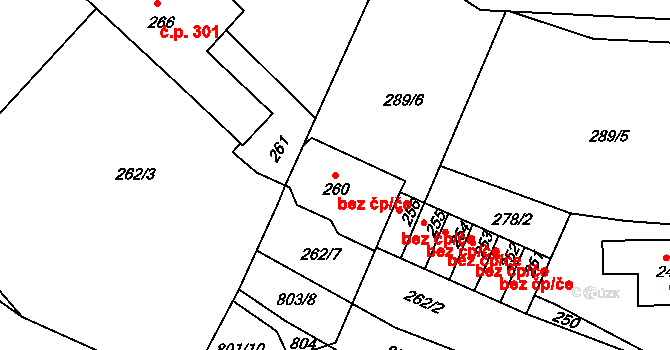 Týnec nad Labem 43015026 na parcele st. 260 v KÚ Týnec nad Labem, Katastrální mapa