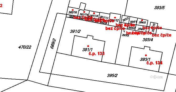 Branka u Opavy 133 na parcele st. 391/1 v KÚ Branka u Opavy, Katastrální mapa
