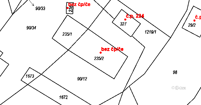 Lučice 44543026 na parcele st. 235/2 v KÚ Lučice, Katastrální mapa