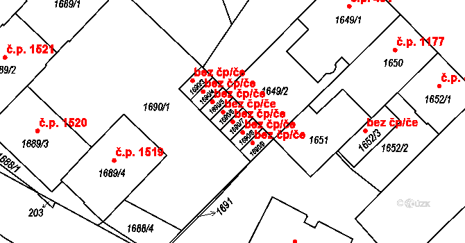 Praha 49004026 na parcele st. 1690/7 v KÚ Nusle, Katastrální mapa
