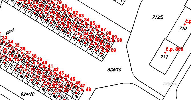 Šumbark 68, Havířov na parcele st. 796 v KÚ Šumbark, Katastrální mapa