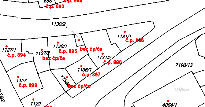 Uherský Brod 880 na parcele st. 1131/2 v KÚ Uherský Brod, Katastrální mapa