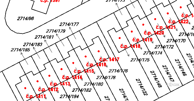 Mníšek pod Brdy 1417 na parcele st. 2714/176 v KÚ Mníšek pod Brdy, Katastrální mapa