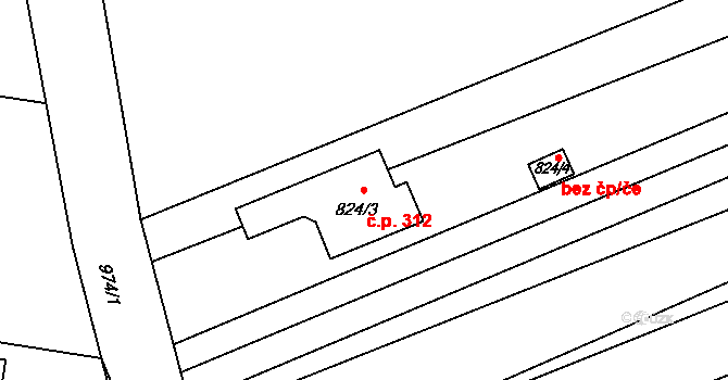 Heršpice 312 na parcele st. 824/3 v KÚ Heršpice, Katastrální mapa