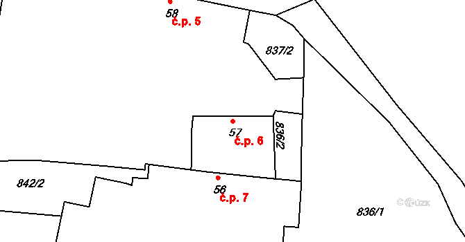 Ohař 6, Mirovice na parcele st. 57 v KÚ Ohař, Katastrální mapa