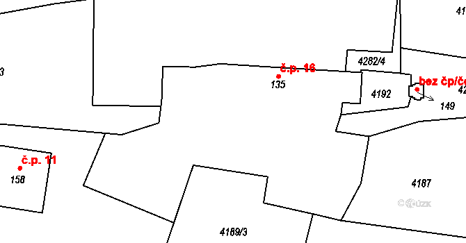 Bilinka 16, Bernartice na parcele st. 135 v KÚ Bilinka, Katastrální mapa