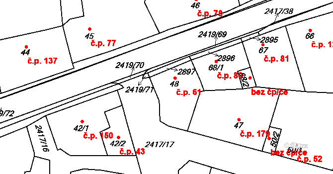 Klenčí pod Čerchovem 61 na parcele st. 48 v KÚ Klenčí pod Čerchovem, Katastrální mapa