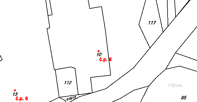 Slavíkovice 8, Černíkov na parcele st. 10 v KÚ Slavíkovice, Katastrální mapa