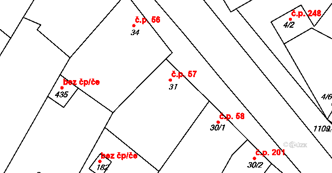 Cetkovice 57 na parcele st. 31 v KÚ Cetkovice, Katastrální mapa
