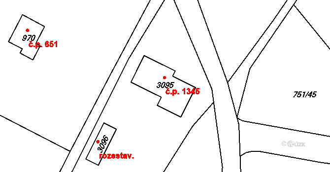 Vodňany II 1345, Vodňany na parcele st. 3095 v KÚ Vodňany, Katastrální mapa