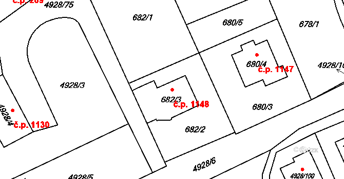 Zábřeh 1148 na parcele st. 682/3 v KÚ Zábřeh na Moravě, Katastrální mapa