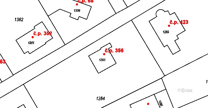 Suchdol nad Odrou 356 na parcele st. 1283 v KÚ Suchdol nad Odrou, Katastrální mapa