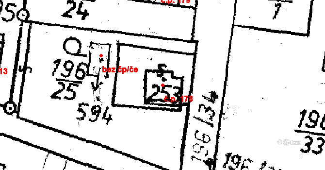 Lukavec 178 na parcele st. 253 v KÚ Lukavec u Pacova, Katastrální mapa