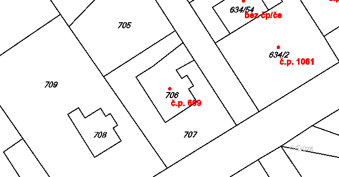 Rychnov nad Kněžnou 669 na parcele st. 706 v KÚ Rychnov nad Kněžnou, Katastrální mapa