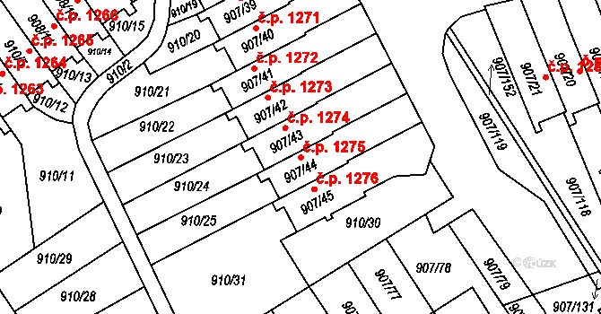 Rychnov nad Kněžnou 1275 na parcele st. 907/44 v KÚ Rychnov nad Kněžnou, Katastrální mapa