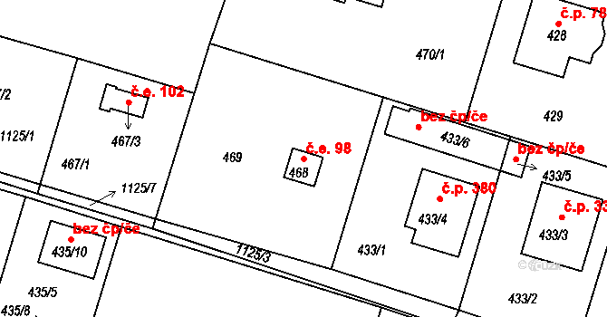 Štěnovice 98 na parcele st. 468 v KÚ Štěnovice, Katastrální mapa