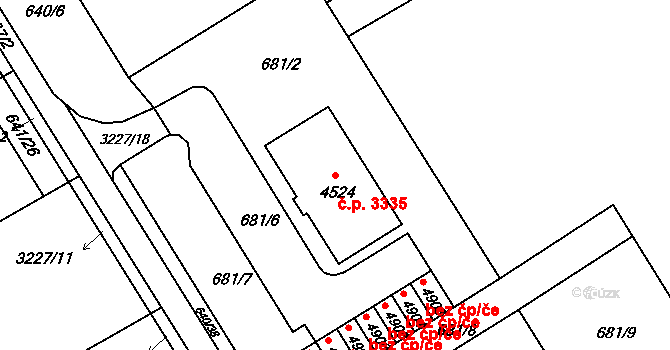 Kroměříž 3335 na parcele st. 4524 v KÚ Kroměříž, Katastrální mapa