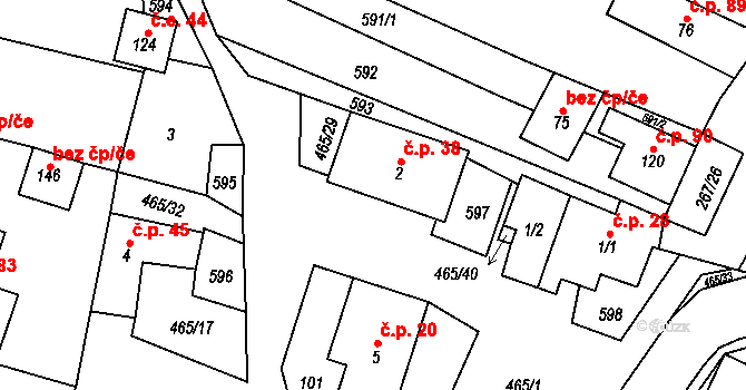 Hrochov 38, Lipová na parcele st. 2 v KÚ Hrochov, Katastrální mapa