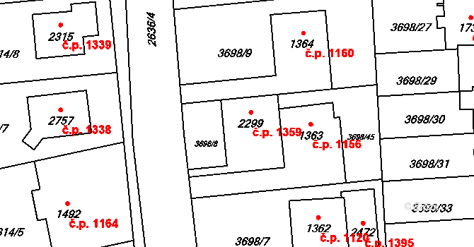 Lipník nad Bečvou I-Město 1359, Lipník nad Bečvou na parcele st. 2299 v KÚ Lipník nad Bečvou, Katastrální mapa