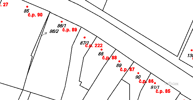 Lišov 88 na parcele st. 88 v KÚ Lišov, Katastrální mapa