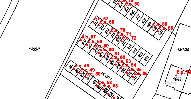 Brtnice 59 na parcele st. 904 v KÚ Brtnice, Katastrální mapa