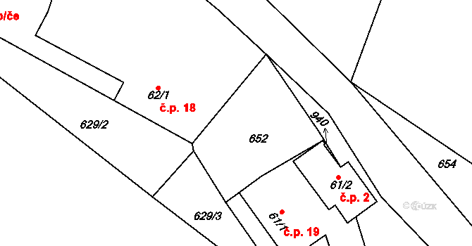 Obora 19, Obrubce na parcele st. 61/1 v KÚ Obrubce, Katastrální mapa