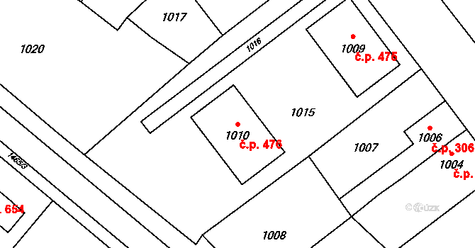 Vrbno pod Pradědem 476 na parcele st. 1010 v KÚ Vrbno pod Pradědem, Katastrální mapa