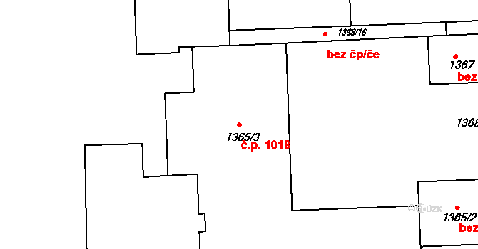 Pod Cvilínem 1018, Krnov na parcele st. 1365/3 v KÚ Opavské Předměstí, Katastrální mapa