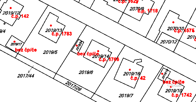Boskovice 1766 na parcele st. 2019/14 v KÚ Boskovice, Katastrální mapa