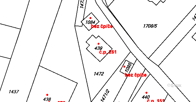 Písek 261 na parcele st. 439 v KÚ Písek u Jablunkova, Katastrální mapa