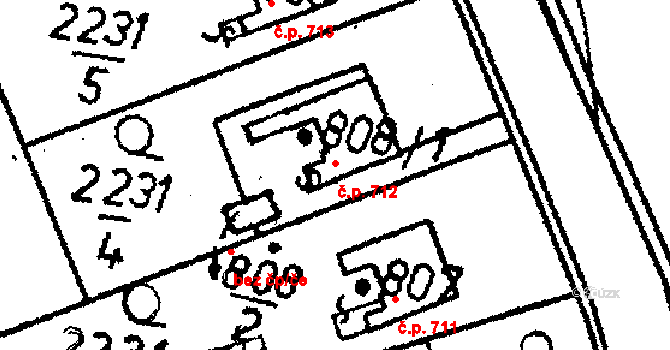 Kamenický Šenov 712 na parcele st. 808/1 v KÚ Kamenický Šenov, Katastrální mapa