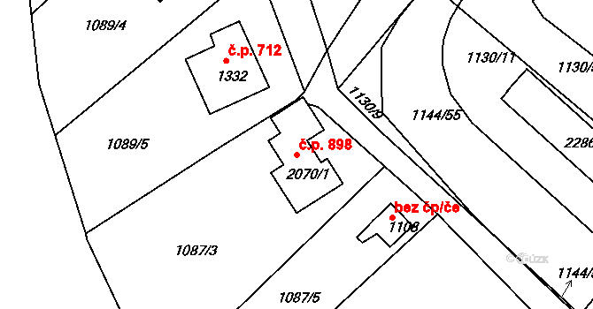 Prachatice II 898, Prachatice na parcele st. 2070/1 v KÚ Prachatice, Katastrální mapa