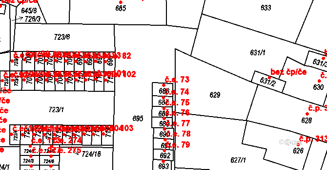 Miřetice u Klášterce nad Ohří 73, Klášterec nad Ohří na parcele st. 686 v KÚ Miřetice u Klášterce nad Ohří, Katastrální mapa