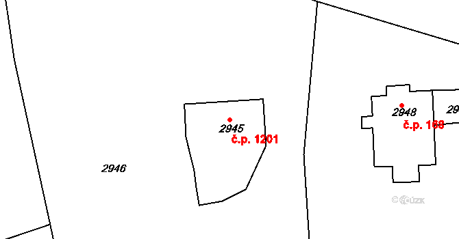 Smržovka 1201 na parcele st. 2945 v KÚ Smržovka, Katastrální mapa