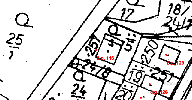 Velká Chyška 116 na parcele st. 257 v KÚ Velká Chyška, Katastrální mapa