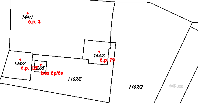 Hynkov 79, Příkazy na parcele st. 144/3 v KÚ Hynkov, Katastrální mapa