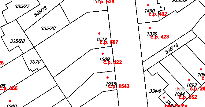 Kolín V 422, Kolín na parcele st. 1369 v KÚ Kolín, Katastrální mapa