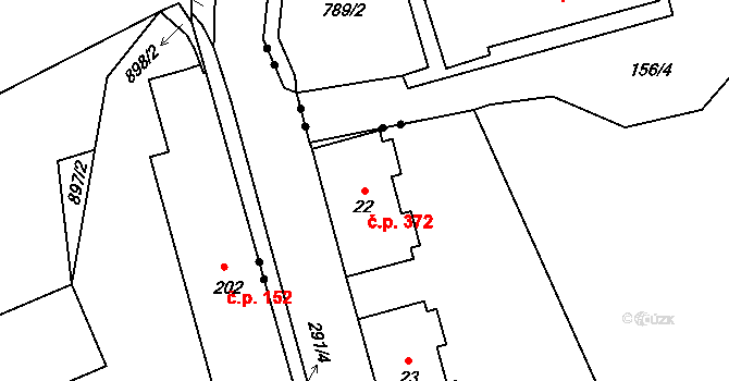 Chrastava 372 na parcele st. 22 v KÚ Chrastava II, Katastrální mapa