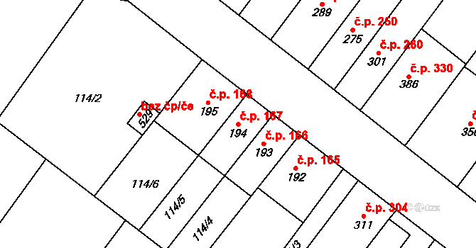 Držovice 167 na parcele st. 194 v KÚ Držovice na Moravě, Katastrální mapa
