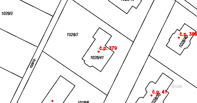 Křelov 379, Křelov-Břuchotín na parcele st. 1028/41 v KÚ Křelov, Katastrální mapa
