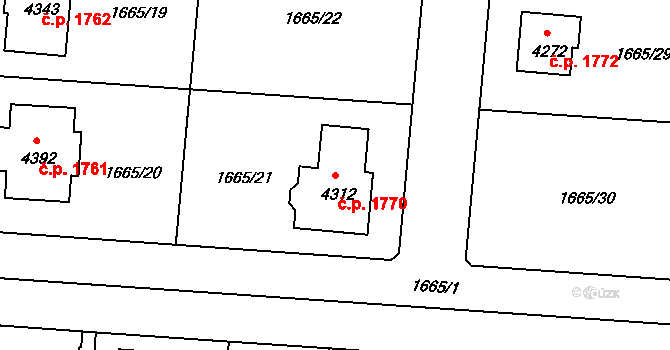 Čelákovice 1770 na parcele st. 4312 v KÚ Čelákovice, Katastrální mapa
